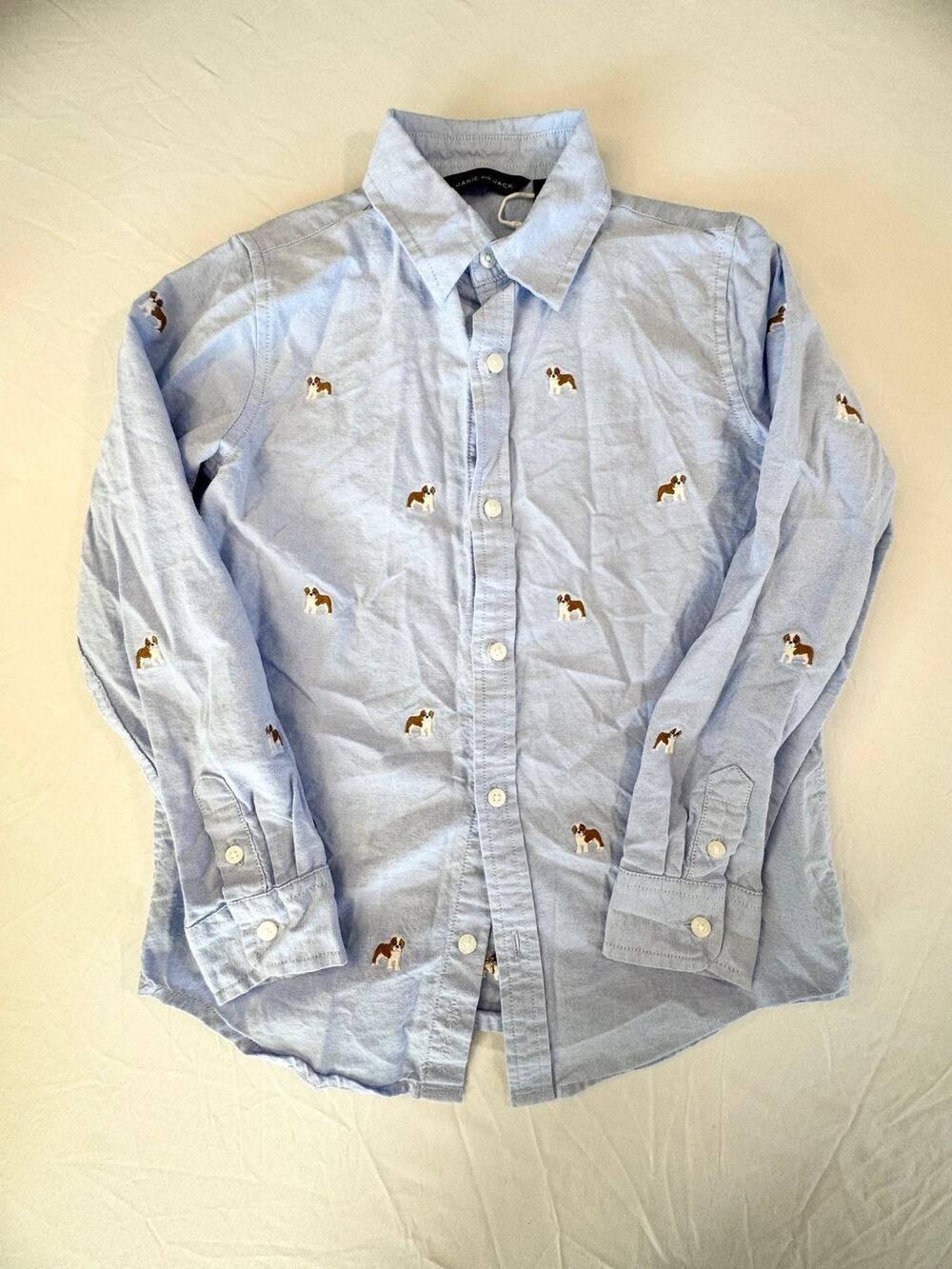 Janie and Jack Janie and Jack Boys Embroidered Bulldog Oxford Shirt Size 7 NWOT